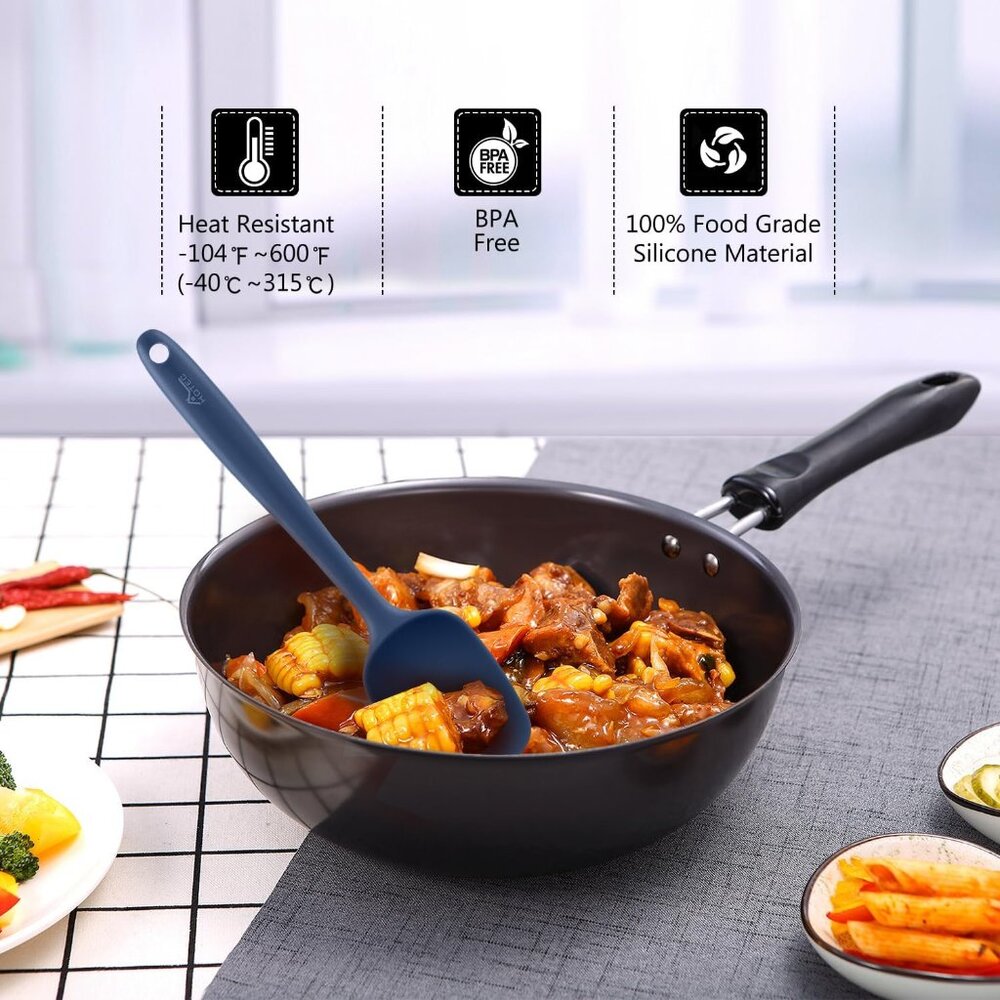Heat Resistant 600℉ BPA-Free Silicone Rubber Spatula Set for Baking, Cooking, an - Picture 4 of 7